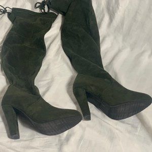 Deep Green Thigh High Boots Forever 21